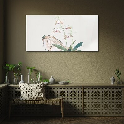 Flowers against the backdrop of nature Glass art print