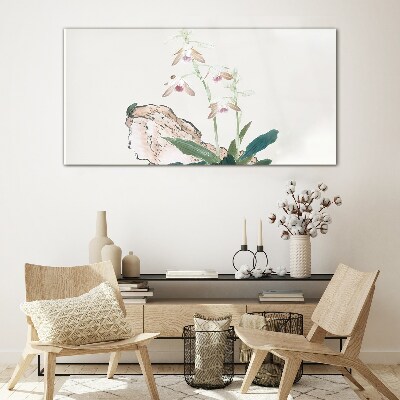 Flowers against the backdrop of nature Glass art print