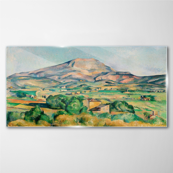 Mountain landscape in pastel colors Wall art on glass
