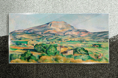 Mountain landscape in pastel colors Wall art on glass