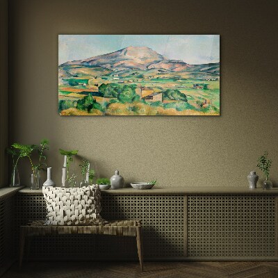 Mountain landscape in pastel colors Wall art on glass