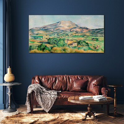 Mountain landscape in pastel colors Wall art on glass