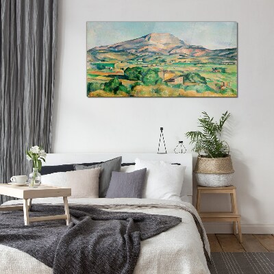 Mountain landscape in pastel colors Wall art on glass