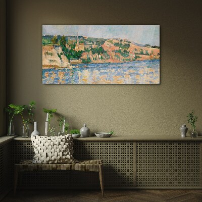 Village on the water Glass Wall Art