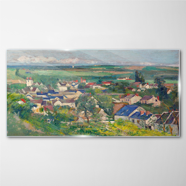 View of the village in daylight Wall art on glass