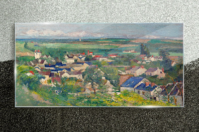 View of the village in daylight Wall art on glass
