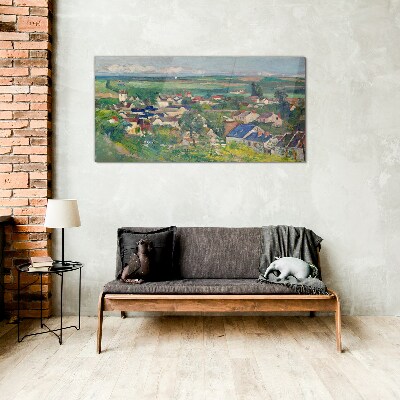 View of the village in daylight Wall art on glass
