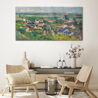 View of the village in daylight Wall art on glass