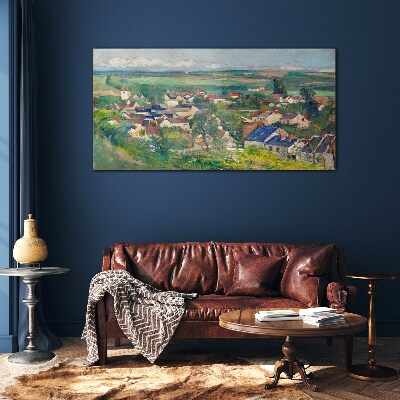 View of the village in daylight Wall art on glass
