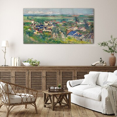 View of the village in daylight Wall art on glass