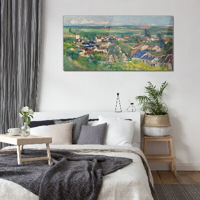 View of the village in daylight Wall art on glass