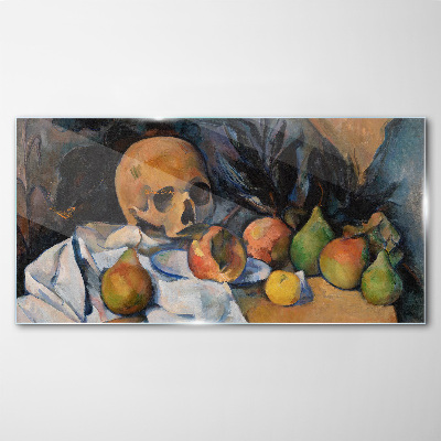Still Life with Skull and Fruit Glass art print