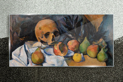 Still Life with Skull and Fruit Glass art print