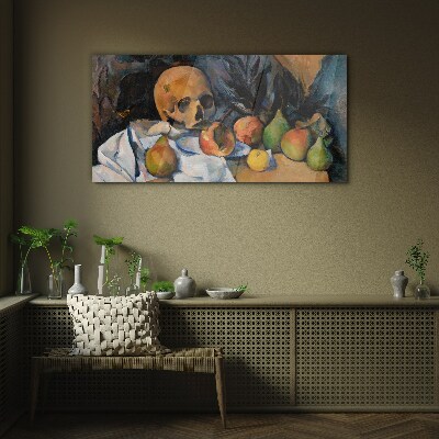Still Life with Skull and Fruit Glass art print