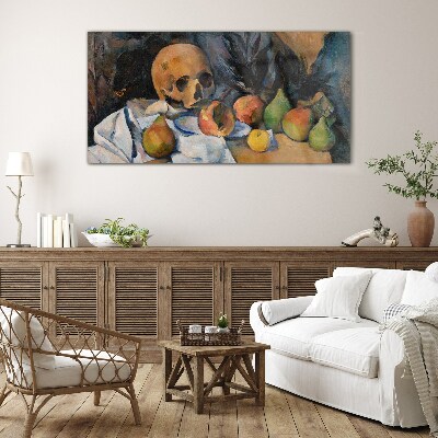 Still Life with Skull and Fruit Glass art print