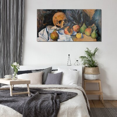 Still Life with Skull and Fruit Glass art print