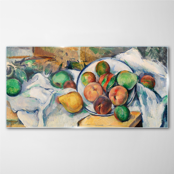 Fruit composition on a white background Glass art print