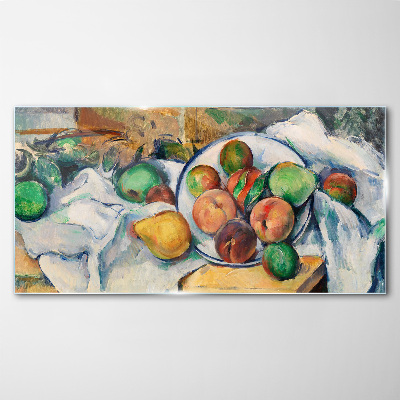 Fruit composition on a white background Glass art print