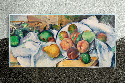 Fruit composition on a white background Glass art print