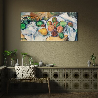 Fruit composition on a white background Glass art print