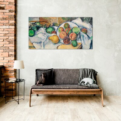 Fruit composition on a white background Glass art print