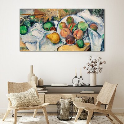 Fruit composition on a white background Glass art print