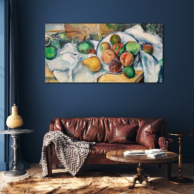 Fruit composition on a white background Glass art print