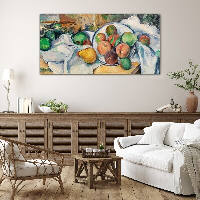 Fruit composition on a white background Glass art print
