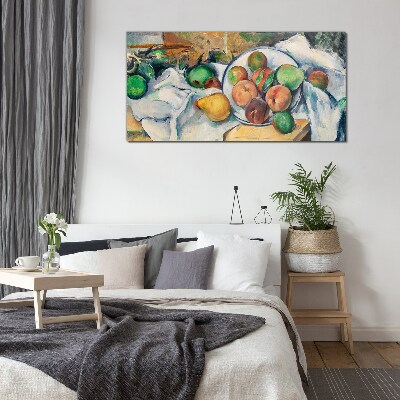 Fruit composition on a white background Glass art print