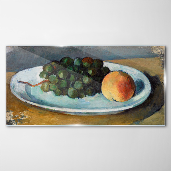 Fruit composition on a plate Glass art print