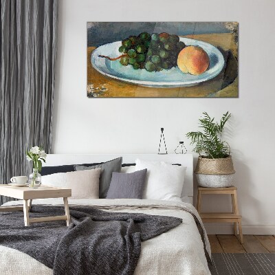 Fruit composition on a plate Glass art print