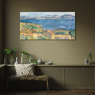Bay of marseilles cézanne Glass Wall Art