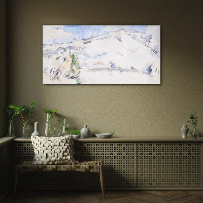Mountain landscape in pastel shades Glass art print