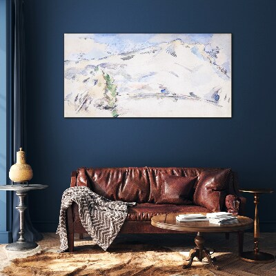 Mountain landscape in pastel shades Glass art print