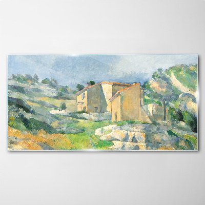 Houses on the hill Wall art on glass