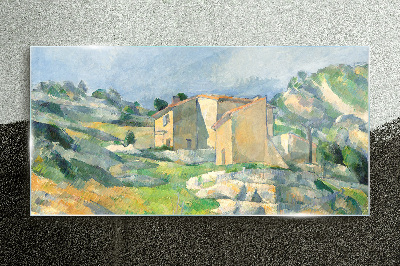 Houses on the hill Wall art on glass