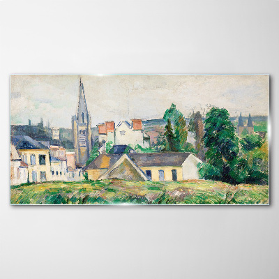 Rural landscape with a church Glass art print