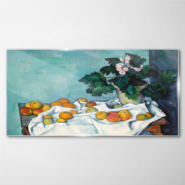 Fruit table with vase Wall art on glass