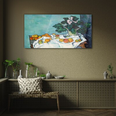 Fruit table with vase Wall art on glass