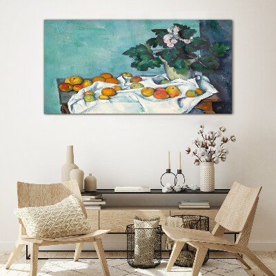 Fruit table with vase Wall art on glass