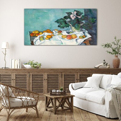 Fruit table with vase Wall art on glass