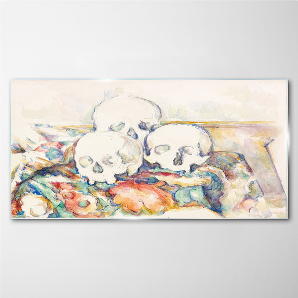 Floral Still Life with Skulls Glass art print