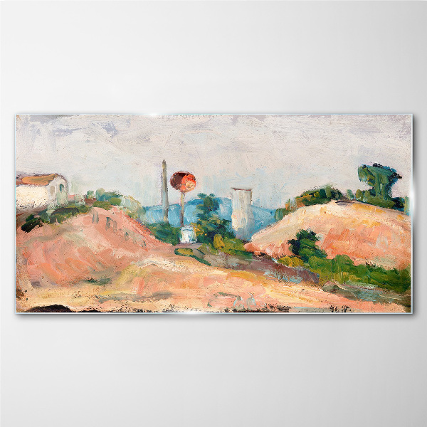 Landscape with a red ball Glass art print