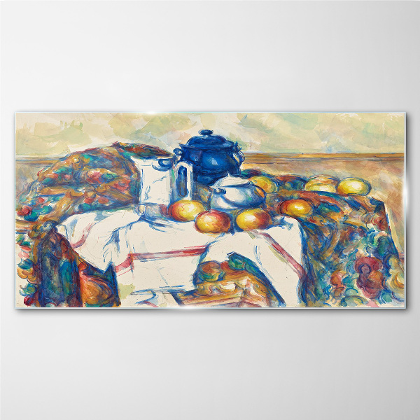 Still Life with a Blue Kettle Wall art on glass