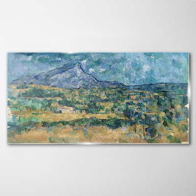 Mountain landscape in pastel colors Glass art print