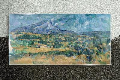 Mountain landscape in pastel colors Glass art print