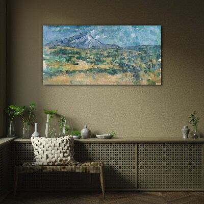 Mountain landscape in pastel colors Glass art print