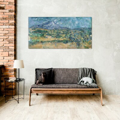 Mountain landscape in pastel colors Glass art print