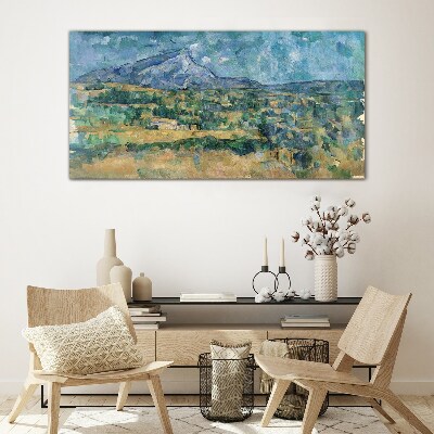 Mountain landscape in pastel colors Glass art print