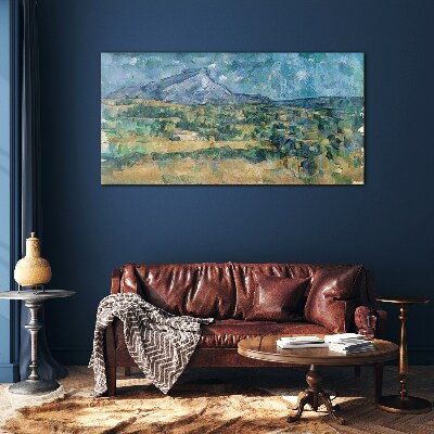 Mountain landscape in pastel colors Glass art print